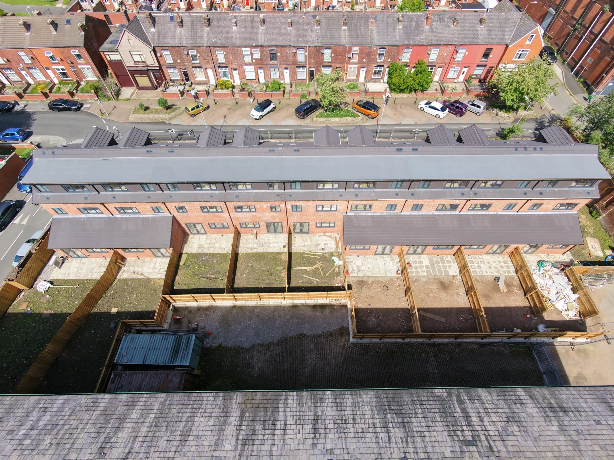 Rear terrace roofs being repaired and maintained